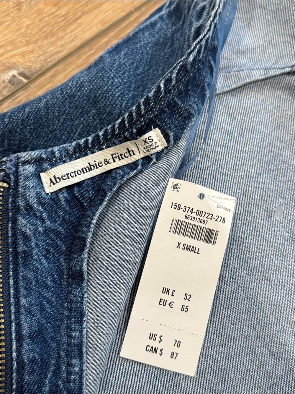 A & F Denim Halter Mini Dress Size XS NWT - Picture 6 of 8